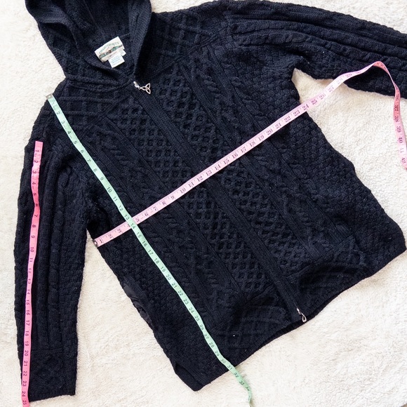 Black Hooded Cable Knit Cardigan - Picture 6 of 8